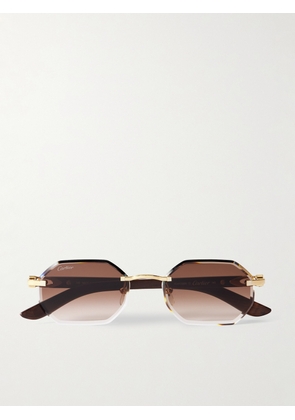 Cartier Eyewear - Rectangular-Frame Rimless Gold-Tone Sunglasses - Men - Yellow