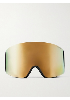 TOM FORD - Logo-Jacquard Webbing-Trimmed Ski Goggles - Men - Brown