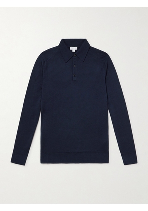 Sunspel - Slim-Fit Merino Wool Polo Shirt - Men - Blue - S