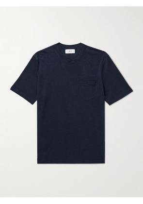Mr P. - Linen and Organic Cotton-Blend T-Shirt - Men - Blue - XS
