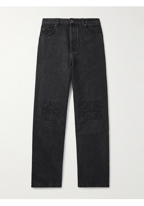 LOEWE - Wide-Leg Logo-Embroidered Jeans - Men - Black - IT 44