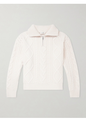 FRAME - Cable-Knit Wool and Cashmere-Blend Half-Zip Sweater - Men - Neutrals - S