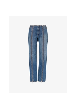 Womens Jean Paul Gaultier Zip Straight-Leg Denim Jeans
