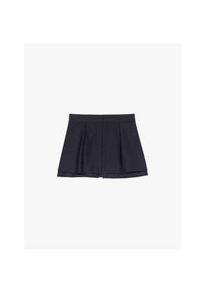 Womens Maje Tailored Mid-Rise Stretch-Woven Skort