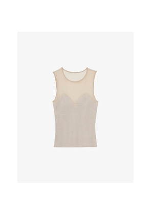 Womens Reiss Darcey Mesh-Panel Knitted Vest Top