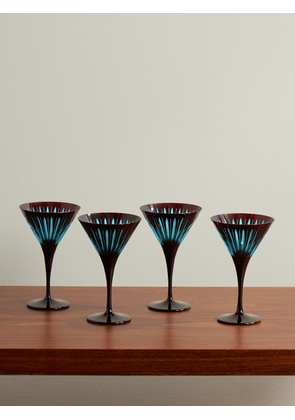 L'Objet - Prism Set of Four Martini Glasses - Men - Blue