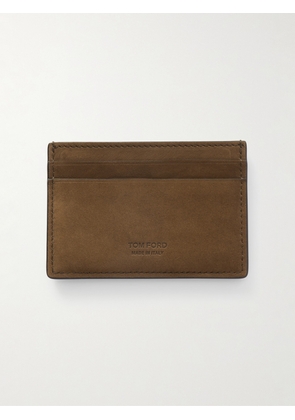TOM FORD - Logo-Debossed Nubuck Cardholder - Men - Brown