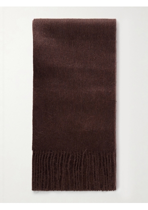 Acne Studios - Vinnie Fringed Logo-Embroidered Alpaca and Wool-Blend Scarf - Men - Brown