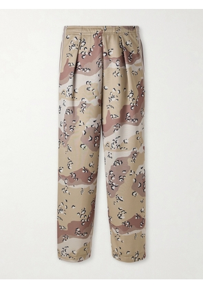 KAPITAL - Straight-Leg Pleated Printed Tech-Jersey Track Pants - Men - Neutrals - 1