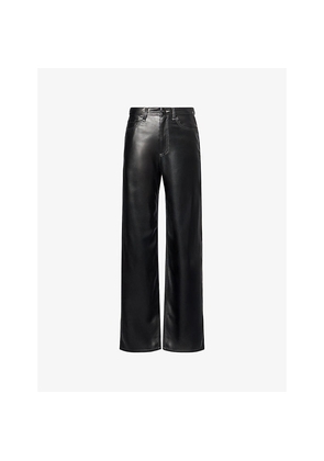 Womens Rag & Bone Shea Straight-Leg Coated Faux-Leather Trousers