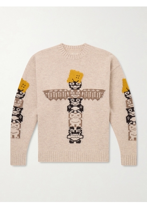 KAPITAL - Peckish Totem Pole Intarsia Wool-Blend Sweater - Men - Neutrals - 1