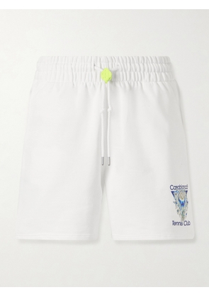 Casablanca - Tennis Club Icon Straight-Leg Organic Cotton-Jersey Drawstring Shorts - Men - White - S