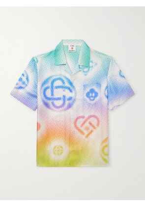 Casablanca - Halftone Printed Silk-Twill Shirt - Men - Blue - S