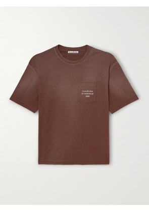 Acne Studios - Exford U Oversized Logo-Print Distressed Cotton-Jersey T-Shirt - Men - Brown - XS