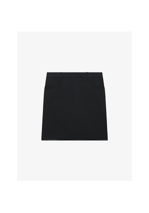 Womens The Kooples Satin-Edge High-Rise Wool Mini Skirt