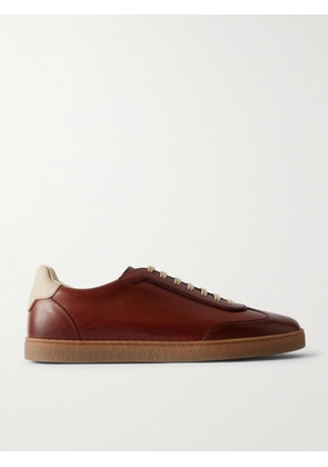 Brunello Cucinelli - Coda Di Rondine Leather Sneakers - Men - Brown - EU 40