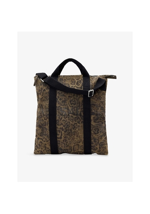Mens Allsaints Kei Leopard-Print Leather Backpack