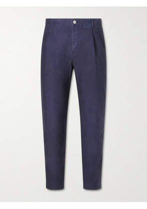 Folk - Assembly Slim-Fit Pleated Cotton-Twill Trousers - Men - Blue - UK/US 28