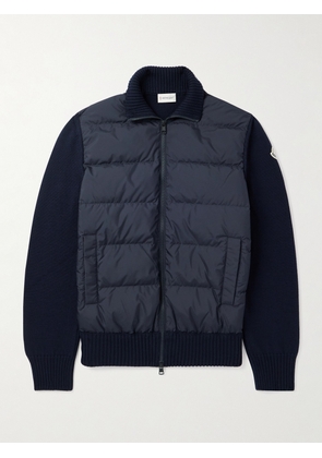 Moncler - Logo-Appliquéd Quilted Nylon-Panelled Virgin Wool Down Cardigan - Men - Blue - S