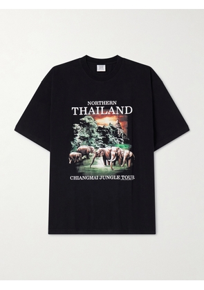 VETEMENTS - Thailand Tourist Oversized Cotton-Jersey T-Shirt - Men - Black - XS