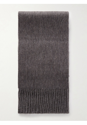 Acne Studios - Vinnie Fringed Logo-Embroidered Alpaca and Wool-Blend Scarf - Men - Gray