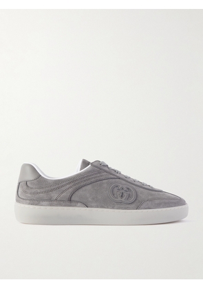 Gucci - G75 Logo-Appliquéd Leather-Trimmed Suede Sneakers - Men - Gray - UK 8