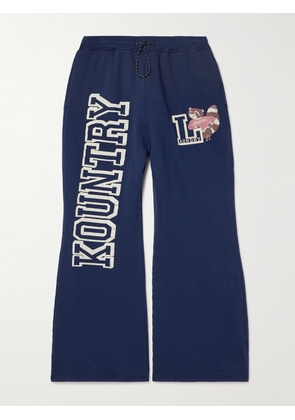 KAPITAL - Printed Cotton-Blend Jersey Sweatpants - Men - Blue - 1