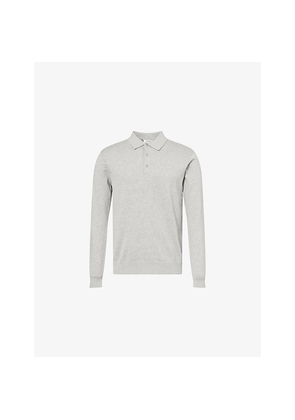 Mens Arne Regular-Fit Long-Sleeves Cotton-Knit Polo Shirt