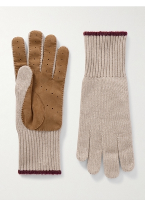 Brunello Cucinelli - Ribbed Cashmere Gloves - Men - Neutrals - M