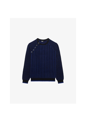 Womens The Kooples Houndstooth-Pattern Wool-Blend Jumper