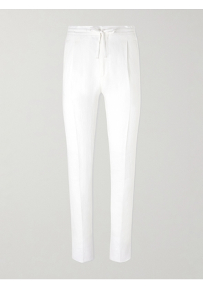 Lardini - Tapered Linen Drawstring Trousers - Men - Neutrals - IT 46