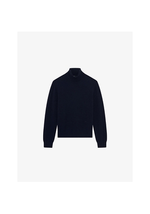 Mens The Kooples Turtleneck Brand-Embroidered Cashmere-Blend Jumper