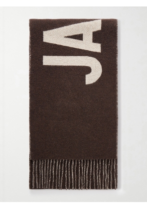 Jacquemus - Logo-Print Fringed Wool Scarf - Men - Brown