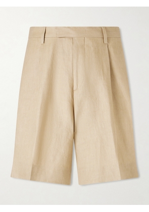 Lardini - Straight-Leg Pleated Twill Shorts - Men - Neutrals - IT 46