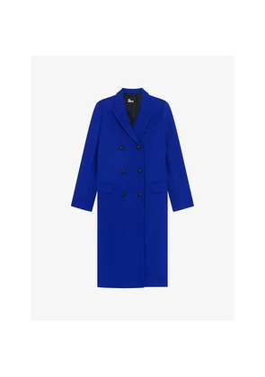 Womens The Kooples Notched-Lapel Double-Breasted Wool-Blend Coat