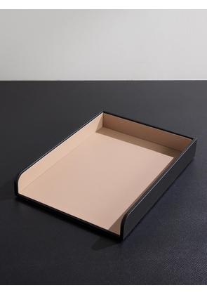 Smythson - Panama Cross-Grain Leather Paper Tray - Men - Black