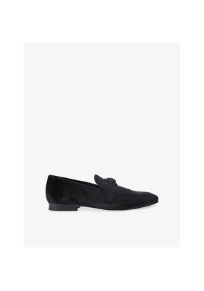 Mens Kurt Geiger London Hugh Eagle-Embellished Velvet Loafers