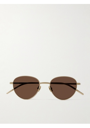 Bottega Veneta - Panthos Round-Frame Gold-Tone Brushed-Titanium Sunglasses - Men - Metallic
