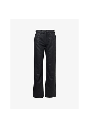 Womens 7 For All Mankind Tess Wide-Leg Coated-Denim Trousers