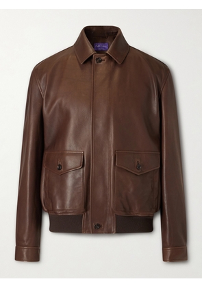 Ralph Lauren Purple Label - Leather Bomber Jacket - Men - Brown - S