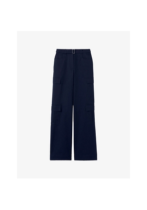 Womens Claudie Pierlot Belted Patch-Pocket Stretch-Cotton Cargo Trousers