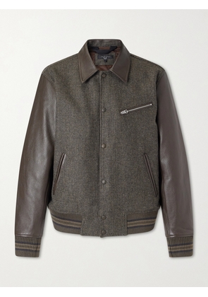 Rag & Bone - Jeremy Checked Wool and Leather Blouson Jacket - Men - Brown - S