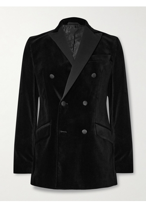 Favourbrook - Slim-Fit Double-Breasted Cotton-Velvet Tuxedo Jacket - Men - Black - UK/US 36