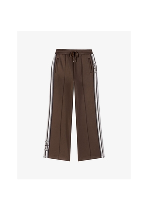 Womens Maje Side-Stripe Straight Stretch-Jersey Trousers
