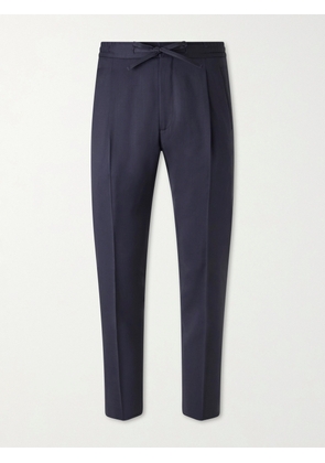 Lardini - Miami Slim-Fit Pleated Virgin Wool Drawstring Trousers - Men - Blue - IT 46