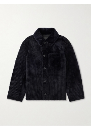 Yves Salomon - Ribbed Shearling Jacket - Men - Blue - IT 48