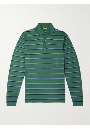 Sid Mashburn - Slim-Fit Striped Cotton and Cashmere-Blend Polo Shirt - Men - Blue - S