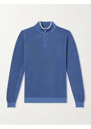 FEDELI - Cotton-Piqué Half-Zip Sweater - Men - Blue - IT 46