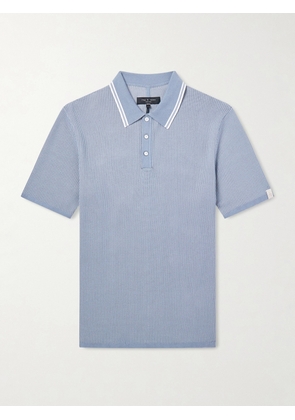 Rag & Bone - Harvey Ribbed Cotton-Blend Polo Shirt - Men - Blue - XS