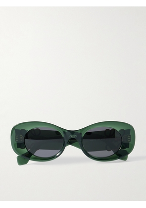 LOEWE - Anagram Oval-Frame Acetate Sunglasses - Men - Green